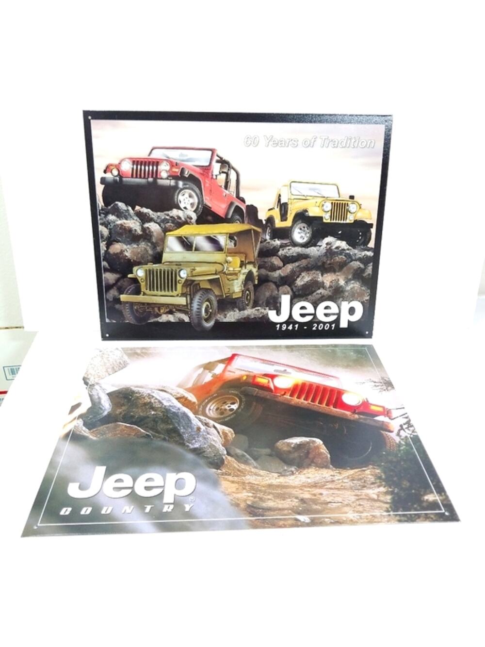 Pair of Jeep metal advertising signs 12.5 x 16